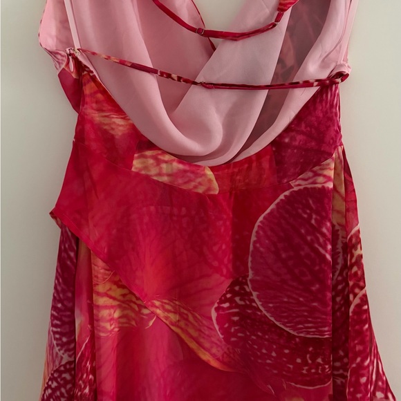 Halter Floral Mini Dress in Fuchsia Pink - Picture 4 of 4